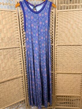 NATURAL LIFE Boho Floral Oversized Romper Crochet Trim Flowy Size Small